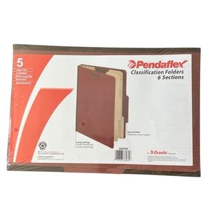 NEW Pendaflex Brick Red Classification Folders 6 Sections Legal Size 2 Dividers